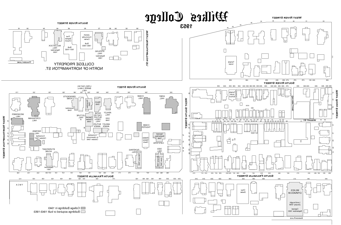 1953 map of Wilkes University campus