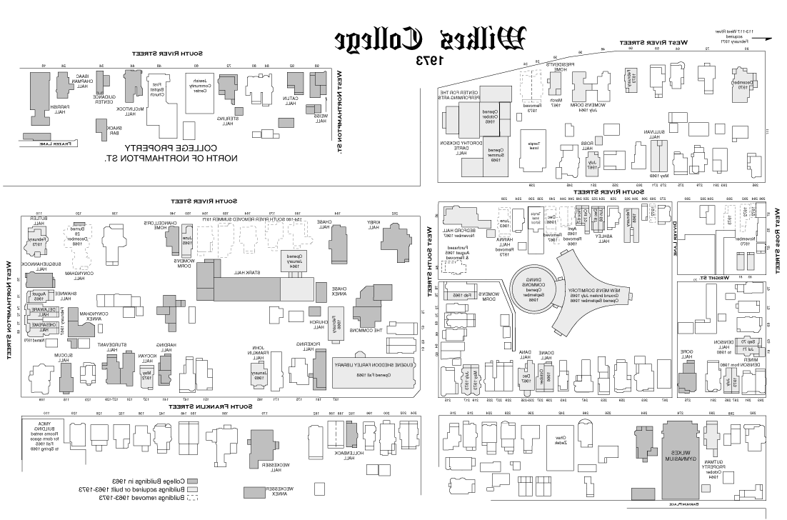 1973 map of Wilkes University campus